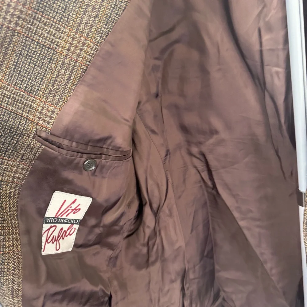 Men's 44R Vito Rufolo Wool Blazer‎ Brown Tweed Sport Coat Italian Fabric Classic